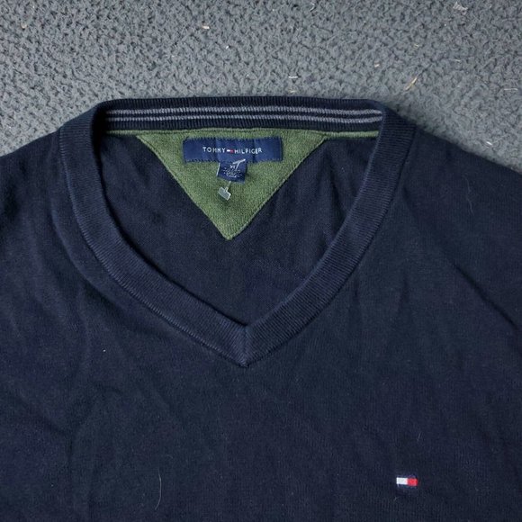 Tommy Hilfiger V Neck Sweater Mens XL Blue - Picture 3 of 12